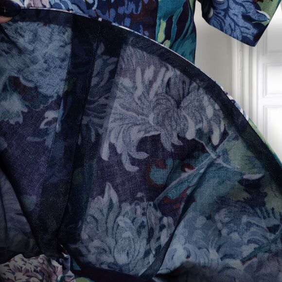 Vintage 90s Peplum Midi Dress Size 10 Blue Garden Party Off the Shoulder - Picture 11 of 16